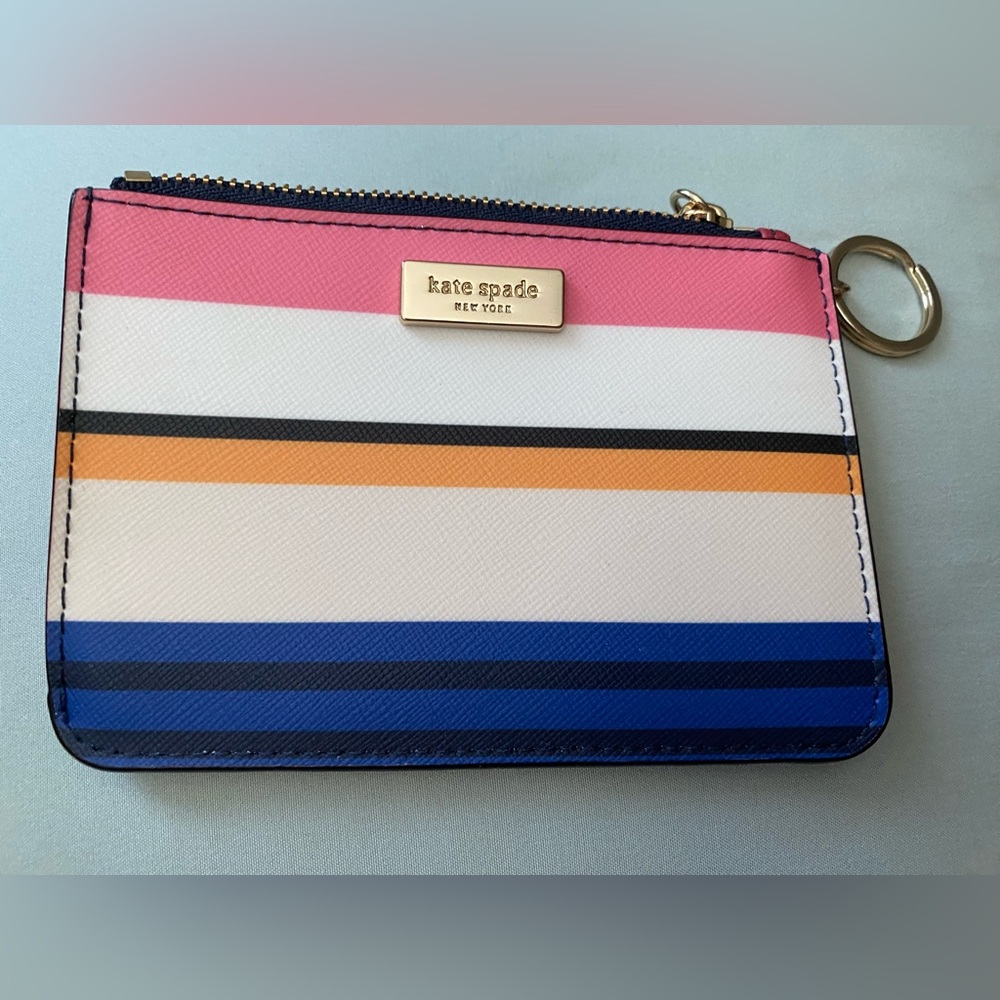 Kate Spade Pink and Orange Striped Coin/Card purse
